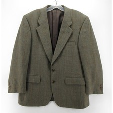 VINTAGE Burberrys Sport Coat Men 42 Green Blazer Wool Tweed Windowpane USA