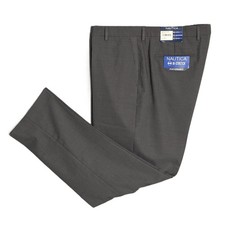 Nautica Ceylon Dress Pant Men's 42x32 Flat Front Active Stretch Dark Grey NEW