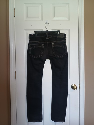 Diesel Denim Thanaz Skinny Leg Jeans Faded Whiskering Men Black Sz 31-32W 30-31