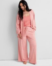 State of Day Women's 3 Piece Pink Fluid-Knit Pajama Set M