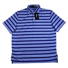 RLX Ralph Lauren Polo Shirt Mens L Blue Stripe Golf Short Sleeve 98 NEW