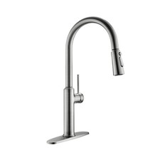 Kitchen Sink Faucets Brushed Nickel, High Arc Single Handle Kitchen Faucet wi...