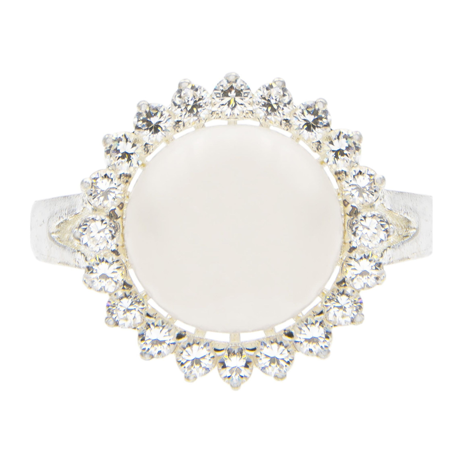 Кольцо из стерлингового серебра с культивированным жемчугом и кубическим цирконием Halo Set размер 5 2490₽