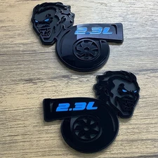 Turbo Badges Emblem Lt Blue Eye Angry Joker for mustang 2.3L , 2 Badges, Fender