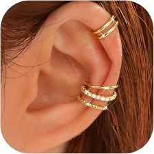 4 Pairs Ear Cuffs Non Piercing - 14K Gold Plated Ear Cuff Earrings for Women Ear