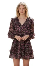 Misa Los Angeles Mini Dress M Floral Ruffle Smocked Boho