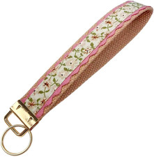 Floral Embroidered Fabric Keychain Wristlet Key Fob Keychain Car Key Chain Holde