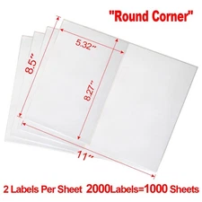 Premium Half Sheet 2000 Shipping Postage Labels 8.5x5.5 Blank Paper