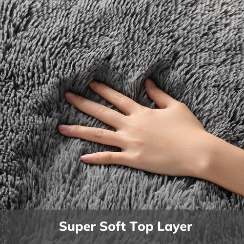 Ophanie Grey Rugs for Bedroom Dorm Fluffy Fuzzy Soft Carpet Plush - Picture 2 of 8