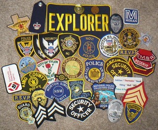 NICE LARGE LOT 35 police & security patches crest token & badge