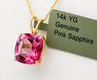 GENUINE 3.82 Cts PINK SAPPHIRE PENDANT SOLID 14k GOLD - FREE APPRAISAL - NWT — photo 2