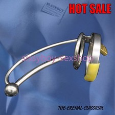 Stainless Steel Male Chastity Device Cage Virginity Urethra Tube Lock Ring