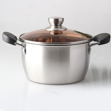 Stainless Steel Stock Pot 35 cm Tall 24 cm Wide 12.5 cm Deep with Glass Lid