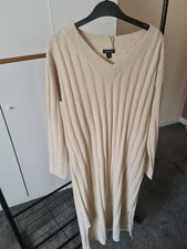Image of Boohoo Size 12 Long Jumper Dress Cream. New with Tags