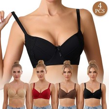 4 Pcs Lace Wireless Full Coverage Bra Push Up Comfort Adjustable Shoulder Strap