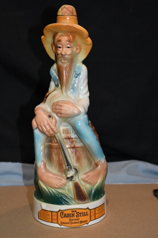 Vintage 1969 Old Cabin Still Hillbilly bourbon whiskey decanter
