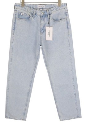 CALVIN KLEIN 90s Straight Herrenjeans W32 Hellblau Waschung Fading Zipper Denim