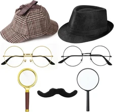 Jeyiour 8 Pcs Detective Costume Accessories for Adults Hat Kit for... 