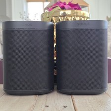 Sonos One SL Shadow Edition Pair - Smoke Gray/Charcoal Black - Good Condition