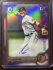 2022 Bowman Chrome Greg Cullen Purple Refractor Autograph 1st Auto Orioles #/250