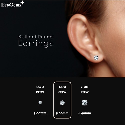 14K Rose Gold Earrings With 1 TCW Lab Grown Diamond (E-F, VS, Round Brilliant) - Picture 6 of 6