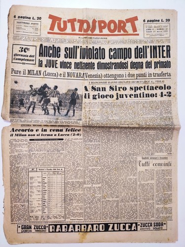 GAZZETTA DELLO SPORT 26 FÉVRIER 1962 FIORENTINA-INTER