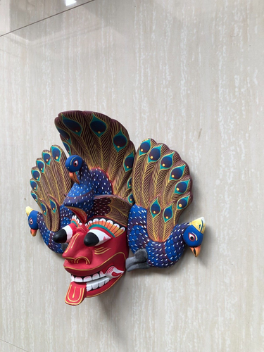 Handmade Wooden Sri Lankan Traditional Bird Mask 10" Home Decor Collectible - Picture 2 of 8