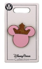WDW Disney Parks Pink Mickey Minnie Mouse Icon With Princess Tiara Pin