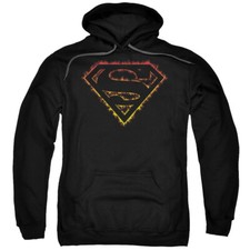 SUPERMAN FLAME OUTLINED LOGO Licensed Adult Hooded Sweatshirt Hoodie SM-5XL
