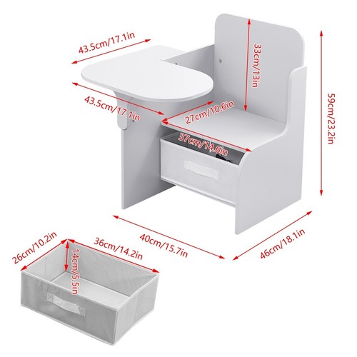 2 in 1 Children Chair Desk with Storage Bin Mysize Arts Craft Snack Toddler Kids - Picture 10 of 11
