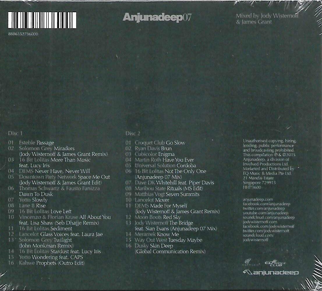 Anjunadeep 07 2CD Jody Wisternoff James Grant Digipak Singapore Release Mint - Main Image