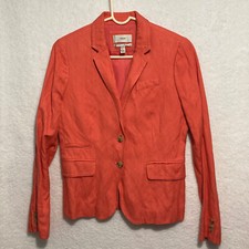 J. CREW Coral Soft Rumpled Herringbone SCHOOLBOY BLAZER Surgeon Cuff Jacket sz 2