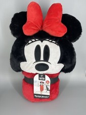 Disney Minnie Mouse Soft Hooded Blanket - New - 30  X 50  - Red