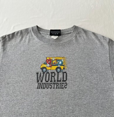 Vintage 90s World Industries Skateboards Gray T-shirt Sz M | eBay