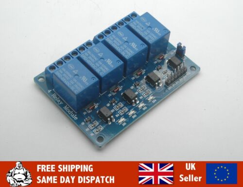 4-Kanal Relaisplatinenmodul mit Optokoppler für Arduino, UK Verkäufer - Bild 1 von 5