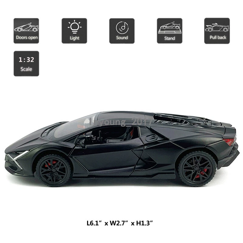 1:32 Lamborghini Revuelto Model Car Diecast Toy Cars Boys Toys Kids Gifts Black - Image 2 of 4