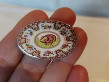 Miniature dollhouse porcelain transferware Turkey Platter, 1:12 scale, #4
