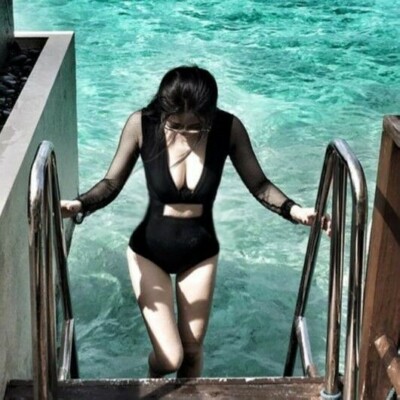 Ladies Mesh Transparent Long Sleeve Swimwear One Piece Bikini