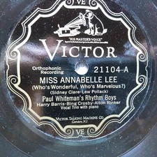 78 rpm Victor 21104, Paul Whiteman, Miss Annabelle Lee, Bix, Crosby, Rinker, E