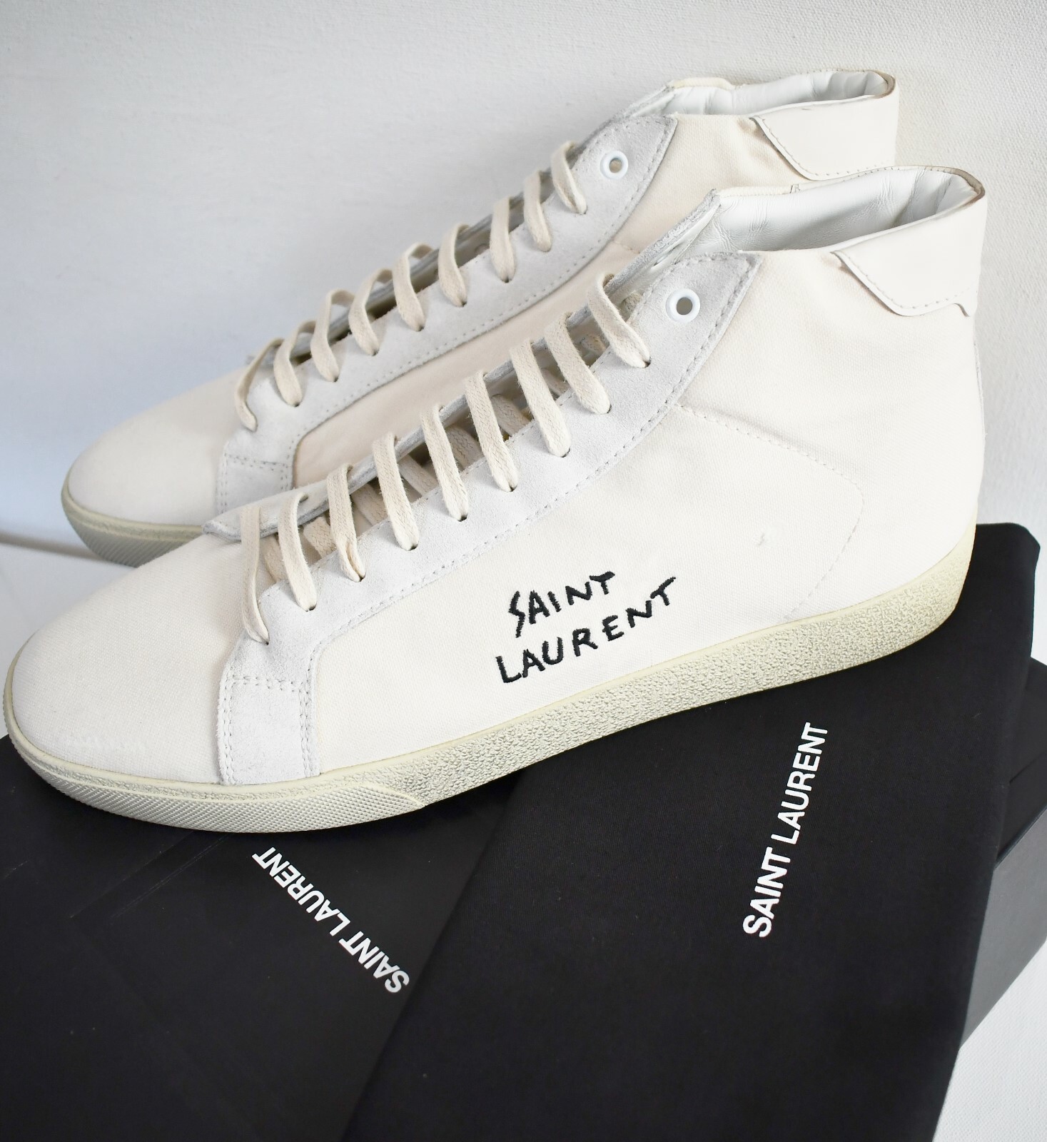 Nuove sneakers SAINT LAURENT SL 06M 20 ricamate al latte MID TOP EUR 49 US 16