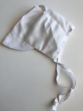 Boys baby children Infant white christening shower Satin Bonnet Hat Cap Beanie