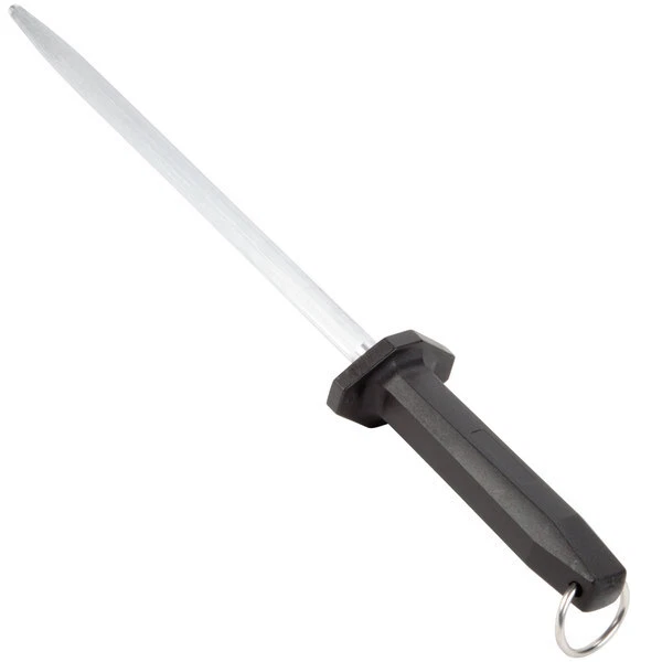 Mercer Culinary 10" Regular Cut Knife Sharpening Steel w/ Black Plastic Handle