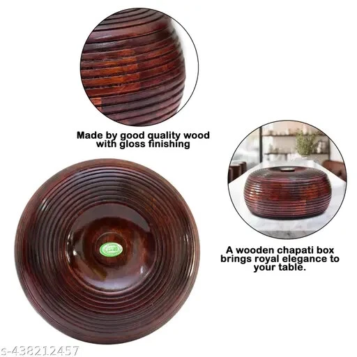 Cazuela de madera olla caliente con tapa tortilla pan chapati caja servir cazuela Foto 3 de 4