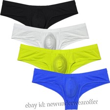 Men's Cotton Enhancer Pouch Bikini Boxer Briefs Underwear Hipster Skimpy Trunks
