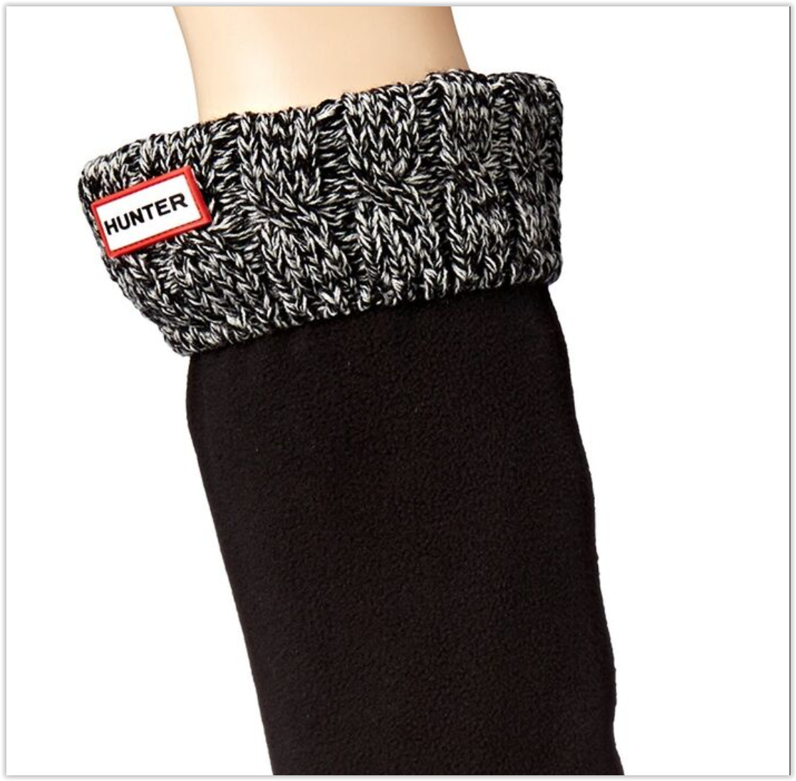 NIB Hunter Unisex 6 Stitch Cable Boot Sock Black Grey XL
