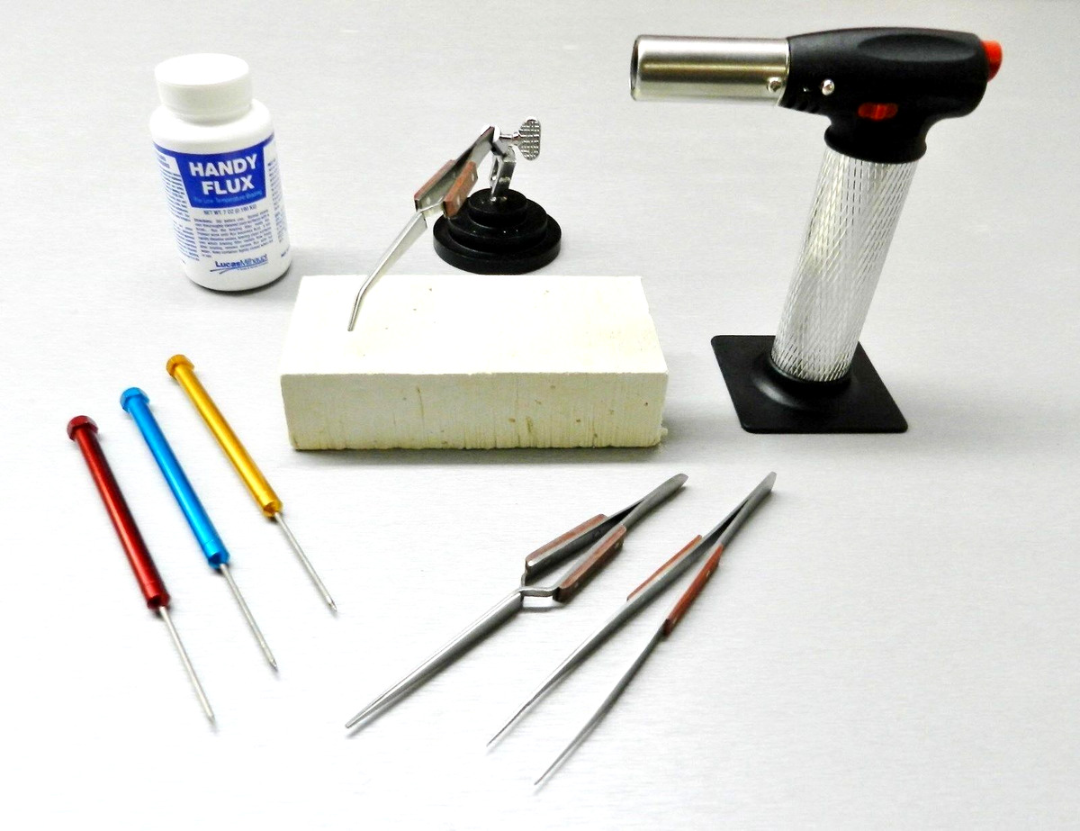 Jewelry Soldering Kit Torch Magnesia Block Fiber Tweezers Picks Flux Repair  Tool 53926769452 eBay