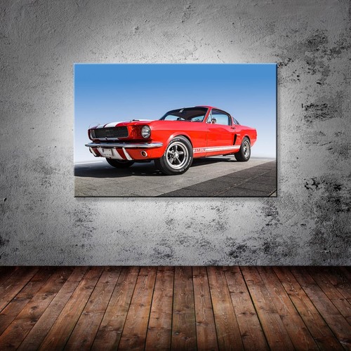 Leinwand Bild Ford Mustang GT 350 Rot Wandbild Art Canvas Oldtimer Supercar Art - Bild 2 von 5