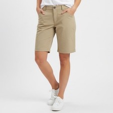 Eddie Bauer Travex Hiking Short Womens 14 Tall Beige Stretch Zip Fly Outdoor