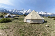 Outdoor 3 Season Waterproof 300D 5M Oxford Bell Tent Glamping Tent Of Camping