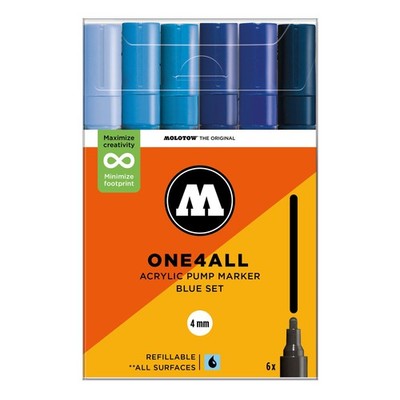 Molotow One4All Acryl Marker 227HS blau Set (6 Marker) - 4 mm Spitze